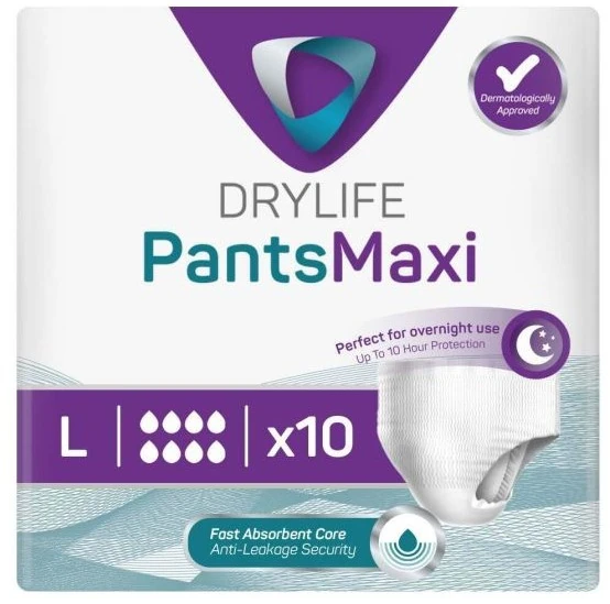 Drylife Maxi Incontinence Pants | Adult Pull Up Pants | Pack of 10 | Absorption: 2200ml - Image 2