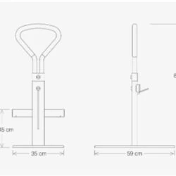 Technical drawing of a bed support rail with dimensions.
