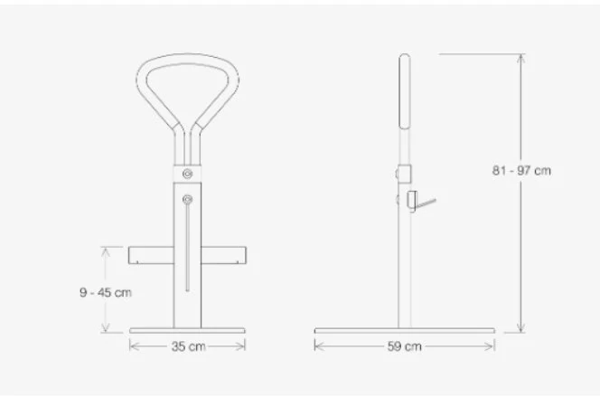 Technical drawing of a bed support rail with dimensions.