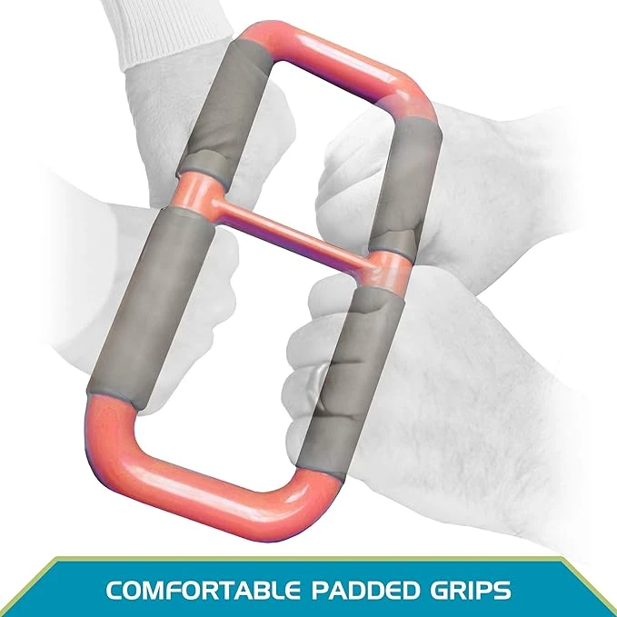 Stander Handy Handle with padded grips held by two people.