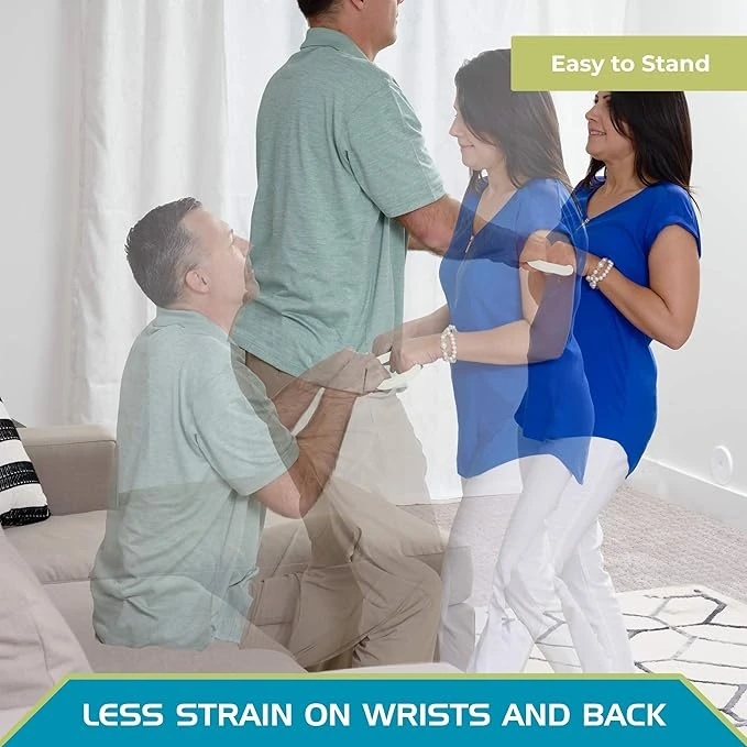 Two people using the Stander Handy Handle to assist standing.