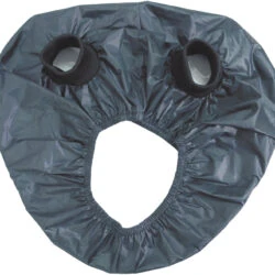 Tiller cover for mobility scooter with elastic edges and two openings.