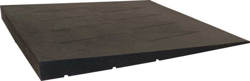 Black accessibility ramp with textured surface.