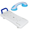 Suspended Durable Plastic Bath Board with Handle | Comes with Additional Support Grab Bar & Bar Soap Holder | Adjustable - Image 2