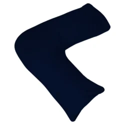 Navy V-shaped pillow for head, neck, and back support.