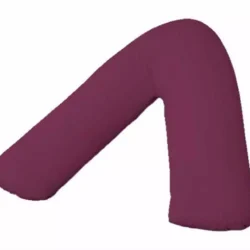 Plum V-shaped pillow for head and neck support.