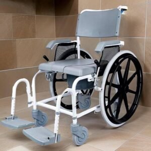 Shower Commode | Self Propelled Shower Chair with Wheels, Removable Commode & Moveable Armrests