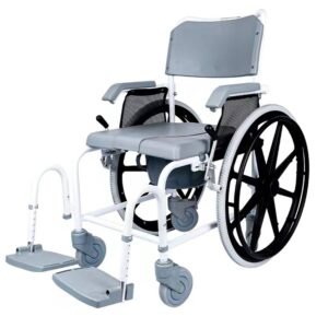 Shower Commode | Self Propelled Shower Chair with Wheels, Removable Commode & Moveable Armrests