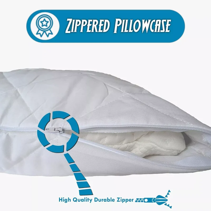Close-up of a zippered pillowcase with a high-quality zipper.