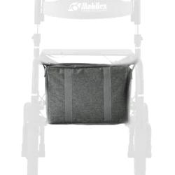 Gray bag attached to a Mobilex Puma Air Rollator.