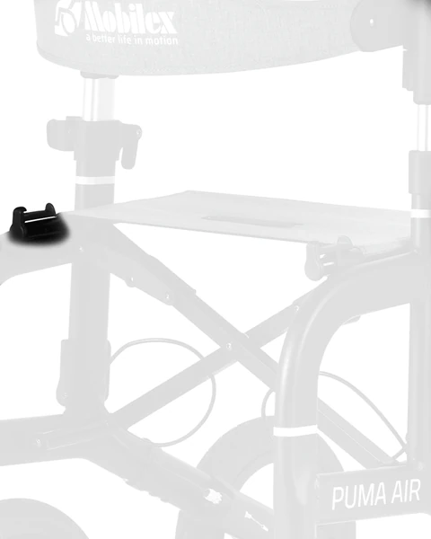 Cane holder attached to a Mobilex Puma Air Rollator.