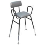 Perching Chair for Elderly | Perching Stool for Kitchen, Cooking & Bathroom | Easy to Clean | Modern Black/Grey Design - Image 1