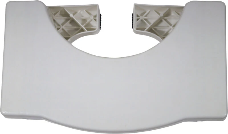 Top view of a white folding toilet squat stool.