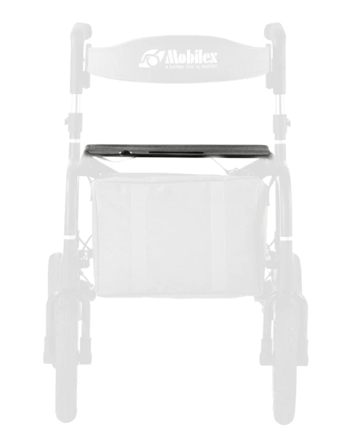 Tray accessory on a Mobilex Puma Air Rollator.