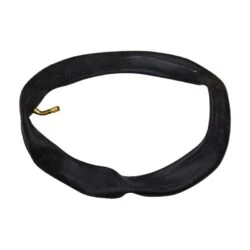 Black inner tube with a brass valve for rollator wheel.