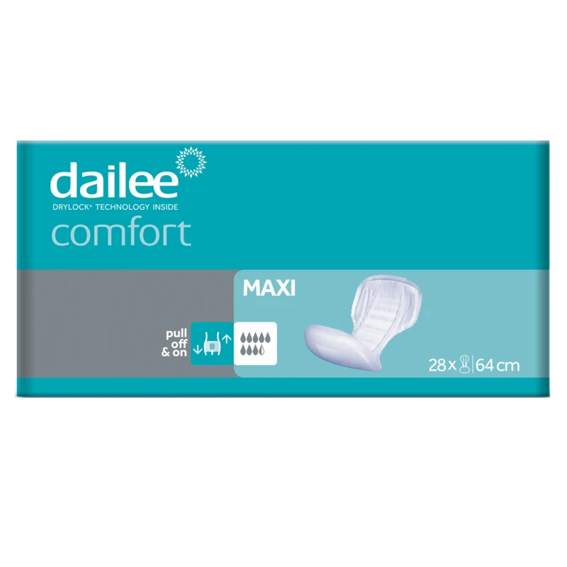 Dailee Comfort incontinence pads package, Maxi size, 28 count.