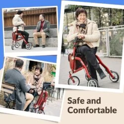 Lightweight Folding 4 Wheeled Walker with Seat | Uplivin Trive Rollator with Oxidized Finish & 8" Wheels | 1 Step Double Folding - Image 21