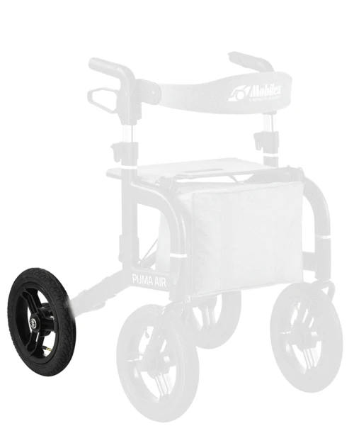 Single replacement wheel for Mobilex Puma Air Rollator Walker.