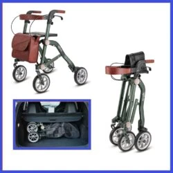 Lightweight Folding 4 Wheeled Walker with Seat | Uplivin Trive Rollator with Oxidized Finish & 8" Wheels | 1 Step Double Folding - Image 22