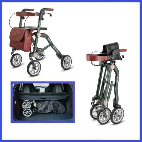 Lightweight Folding 4 Wheeled Walker with Seat | Uplivin Trive Rollator with Oxidized Finish & 8" Wheels | 1 Step Double Folding - Image 22