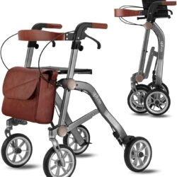 Lightweight Folding 4 Wheeled Walker with Seat | Uplivin Trive Rollator with Oxidized Finish & 8" Wheels | 1 Step Double Folding - Image 18
