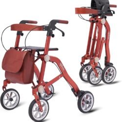 Lightweight Folding 4 Wheeled Walker with Seat | Uplivin Trive Rollator with Oxidized Finish & 8" Wheels | 1 Step Double Folding - Image 25