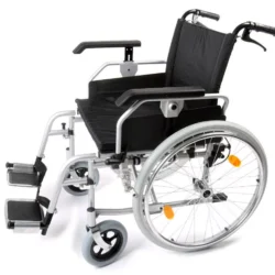 Heavy duty bariatric wheelchair with wide seat and large wheels.