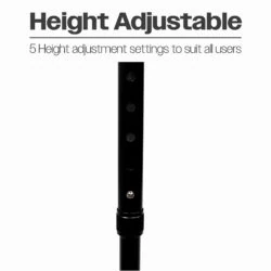 Close-up of height adjustable walking stick with visible adjustment holes.