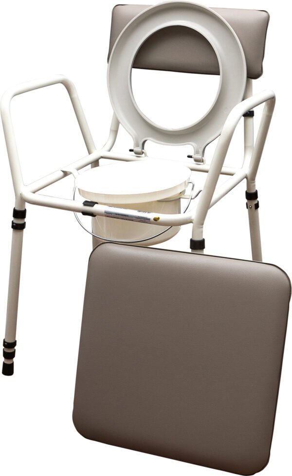 Commode Chair with Backrest, Height Adjustable Commode, Bedside Commode for Adults, Toilet Aid for Elderly,