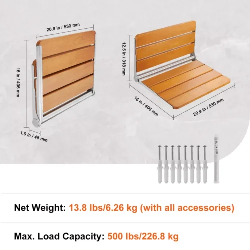 Fold Down Shower Seat | Wall Mounted Folding Shower Seat | for Adults & Seniors - Image 13
