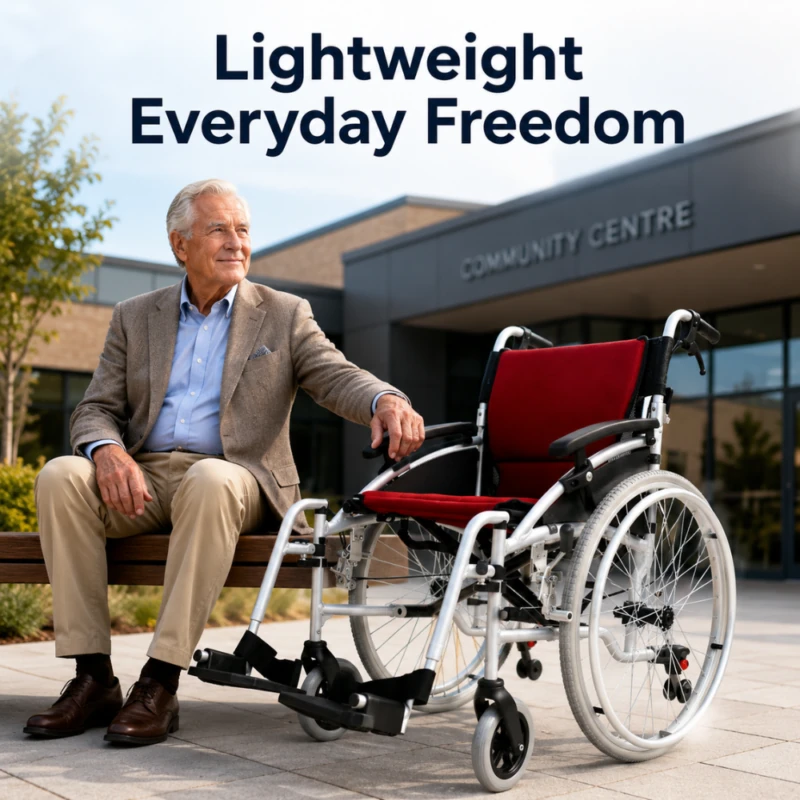 Self Propelled Self Push Wheelchair With Cushioned Seat and Back Rest