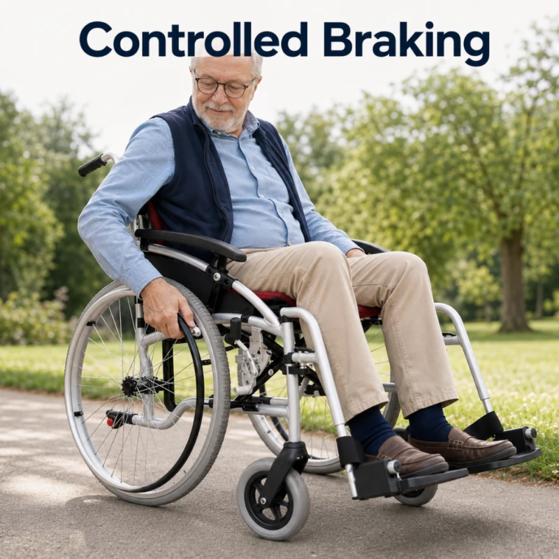 Self Propelled Self Push Wheelchair With Cushioned Seat and Back Rest