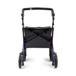 Rear view of Rollz Flex Shopper rollator with a black seat and purple frame.