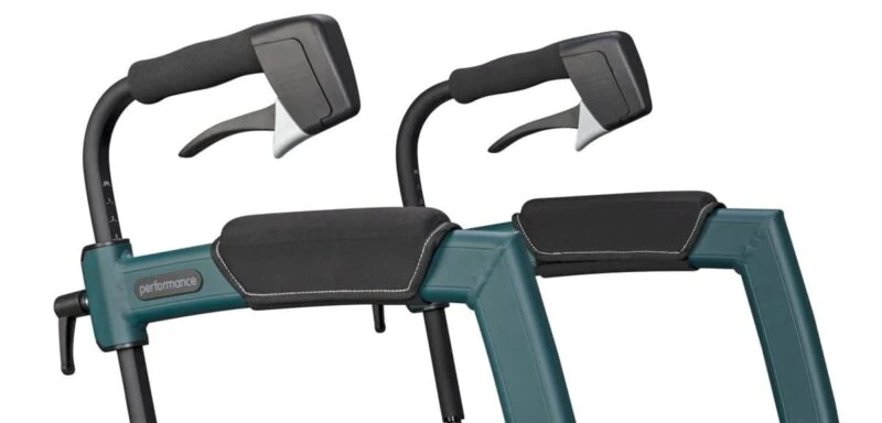 Close-up of Rollz Motion Performance handle and armrest.