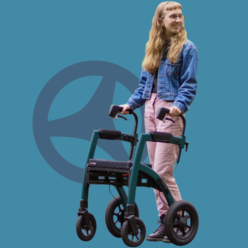 Person using Rollz Motion Performance walker in Jungle Green.