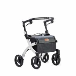 Rollz Flex Shopper rollator with a shopping bag attached.