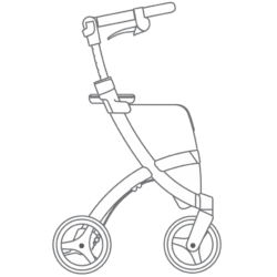 Outline illustration of the Rollz Flex Shopper rollator.