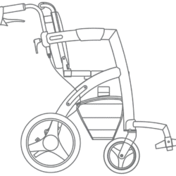 Illustration of a Rollator Wheelchair showing side profile.