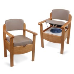Wooden Commode Chair | Luxury Toilet Chair With Padded Seat & Backrest | Heavy Duty | Bariatric | Sturdy Design - Image 1