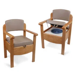 Wooden Commode Chair | Luxury Toilet Chair With Padded Seat & Backrest | Heavy Duty | Bariatric | Sturdy Design