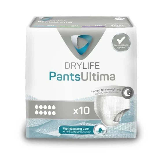 Drylife Pants Ultima pack of 10 disposable incontinence pants.