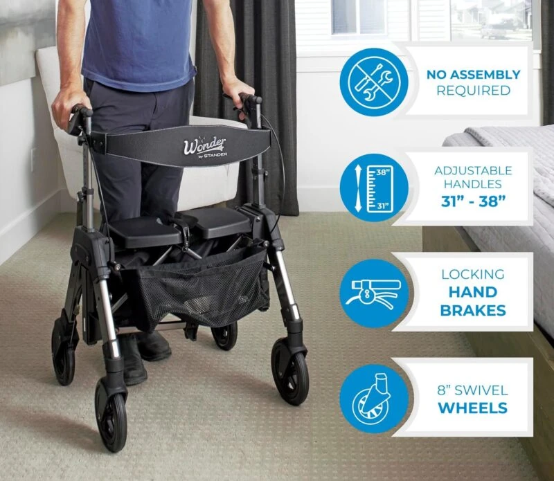 Person using the Bariatric EZ Fold N Go Rollator indoors.