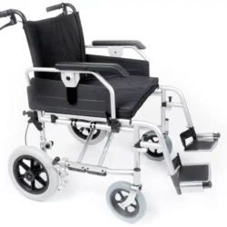 Bariatric transit wheelchair with extra wide seat and sturdy frame.