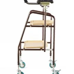 Indoor trolley with forearm support and two trays.