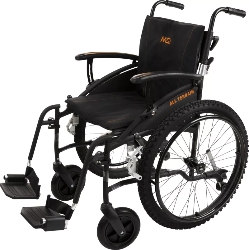 MobiQuip G-Explorer All-Terrain Wheelchair with black frame and large wheels.