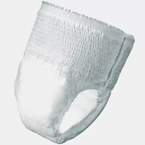 Close-up of a white adult pull-up pant.