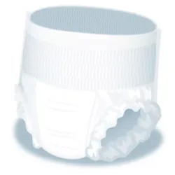 Illustration of a white pull-up adult nappy with an elastic waistband.