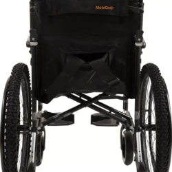 Rear view of MobiQuip G-Explorer All-Terrain Wheelchair showing large wheels and handles.