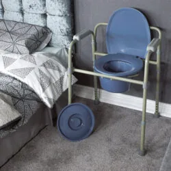 Bedside Commode | Flip Up Toilet Seat With Lid | Adjustable Seat Height & Legs