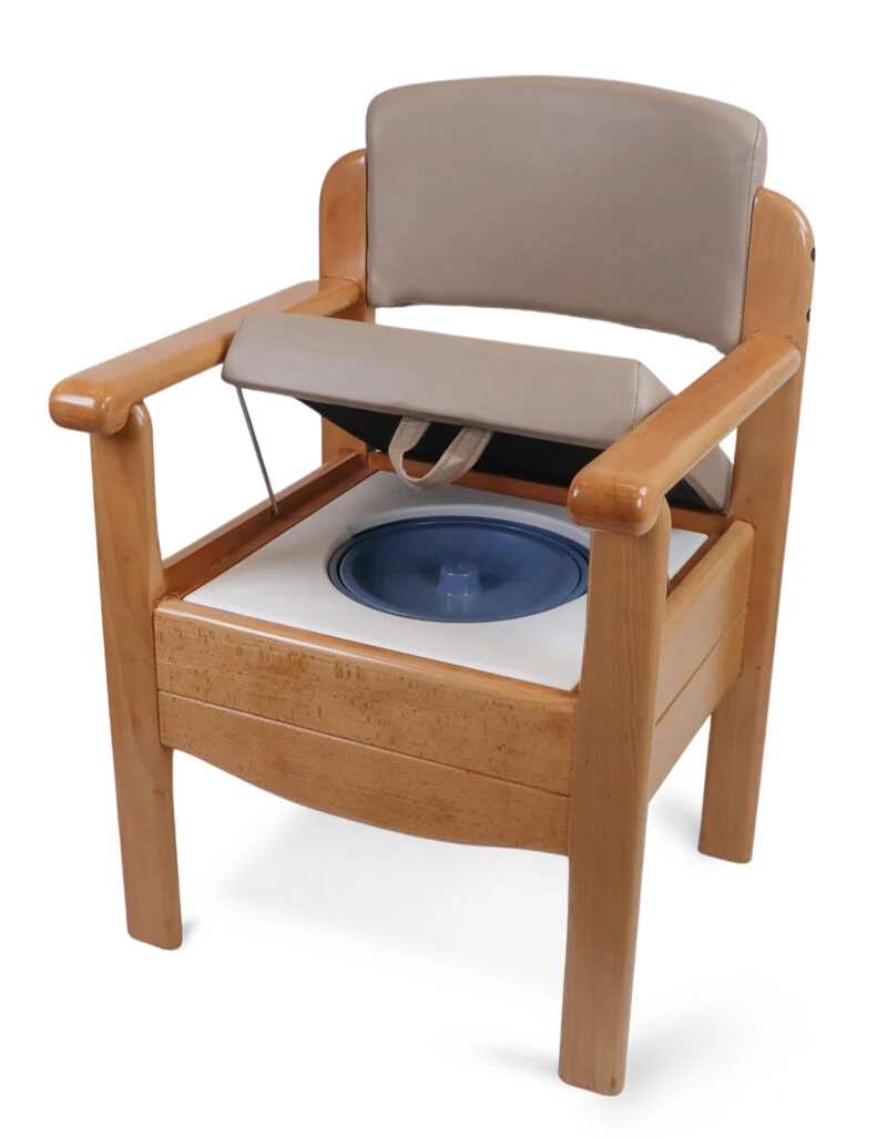 Wooden Commode Chair | Luxury Toilet Chair With Padded Seat & Backrest | Heavy Duty | Bariatric | Sturdy Design - Image 2